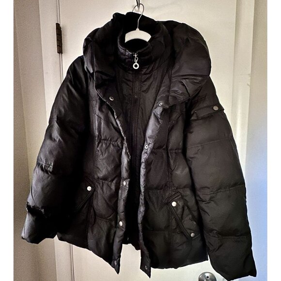 DKNY Women's Mid Length Puffer Black Winter Coat Size Large - Picture 1 of 4